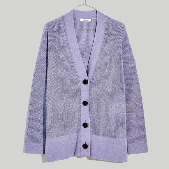 NWOT Madewell Purple Button Front Knit Oversized Cardigan Sweater Sz XXS - Picture 2 of 10